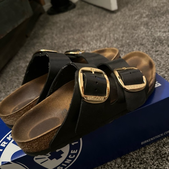 BIRKENSTOCK Arizona Big Buckle Slide Sandals in Black SIZE 7 - 7 1/2 (38) - Picture 5 of 13